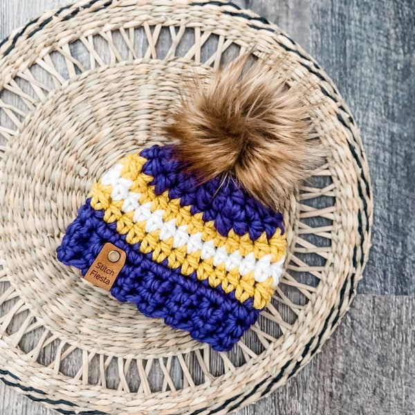 Minnesota Vikings / Avon Eagles Newborn, Toddler, Child, Adult crochet hat / beanie, women’s hat, men’s hat, baby hat