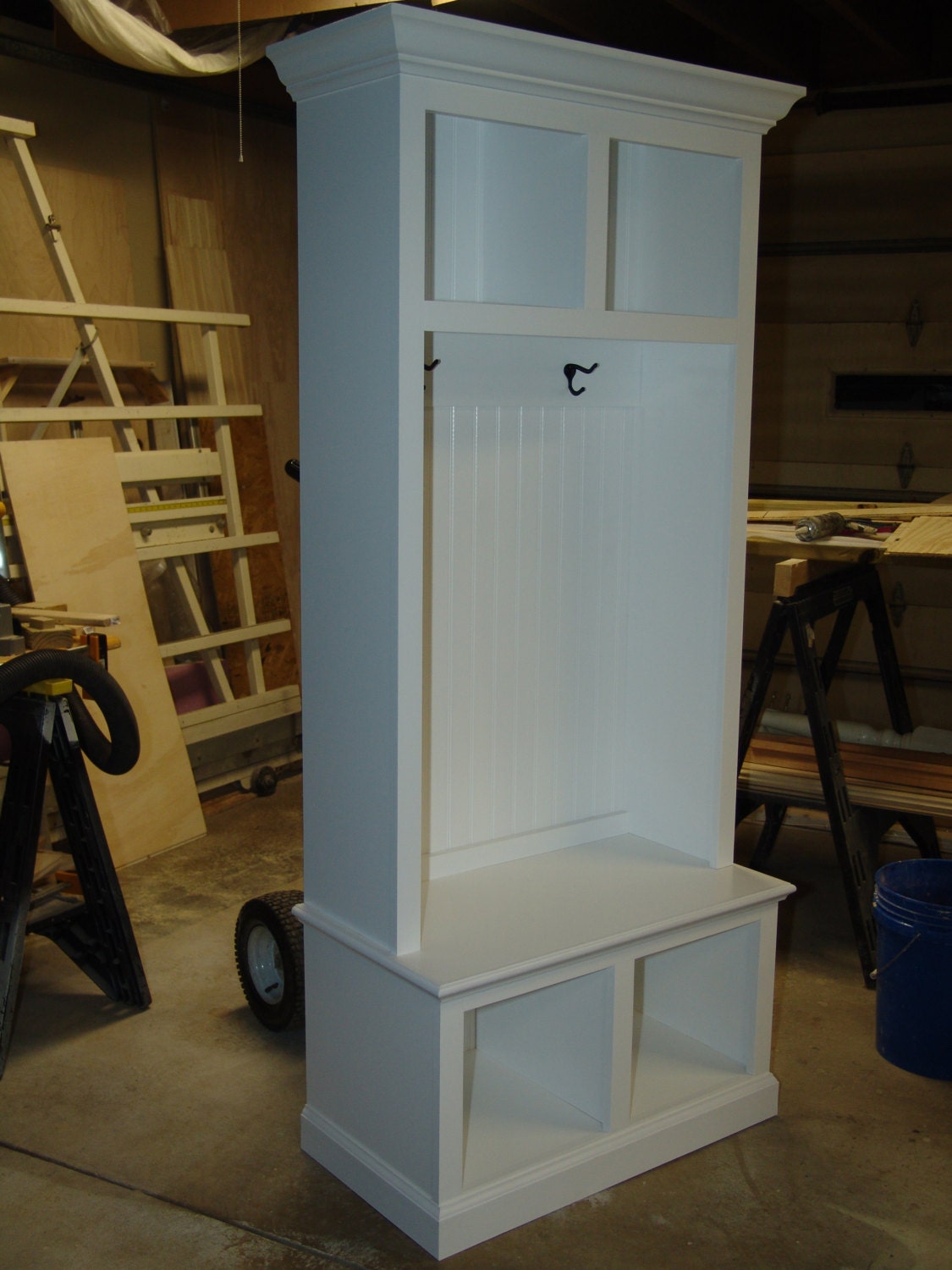 34 Wide Beadboard Hall Tree with 2 upper & lower Storage Etsy