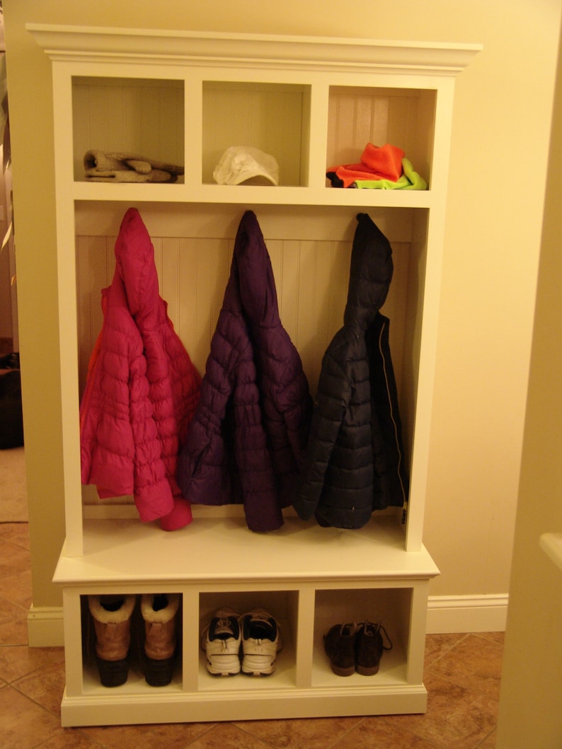 44 Wide Beadboard Hall Tree with Storage Cubbies Etsy