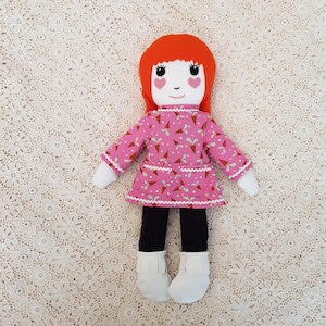 Rag doll handmade girl, heirloom fabric dolls, ooak dress up cloth doll,