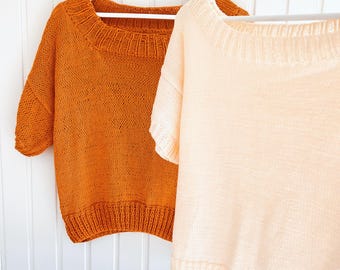 Top KNITTING PATTERN, Beginner Flat Knit Summer Sweater, Easy Sleeveless Shirt Pdf for Women S-XXL, Straight Needle Knitting I Theta