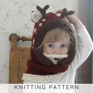 Deer Hoodie STRICKMUSTER, Kapuzenschal Strickmuster, gemütliches Design mit kontrastfarbenen Punkten und Geweih I BÄMBI Scoodie