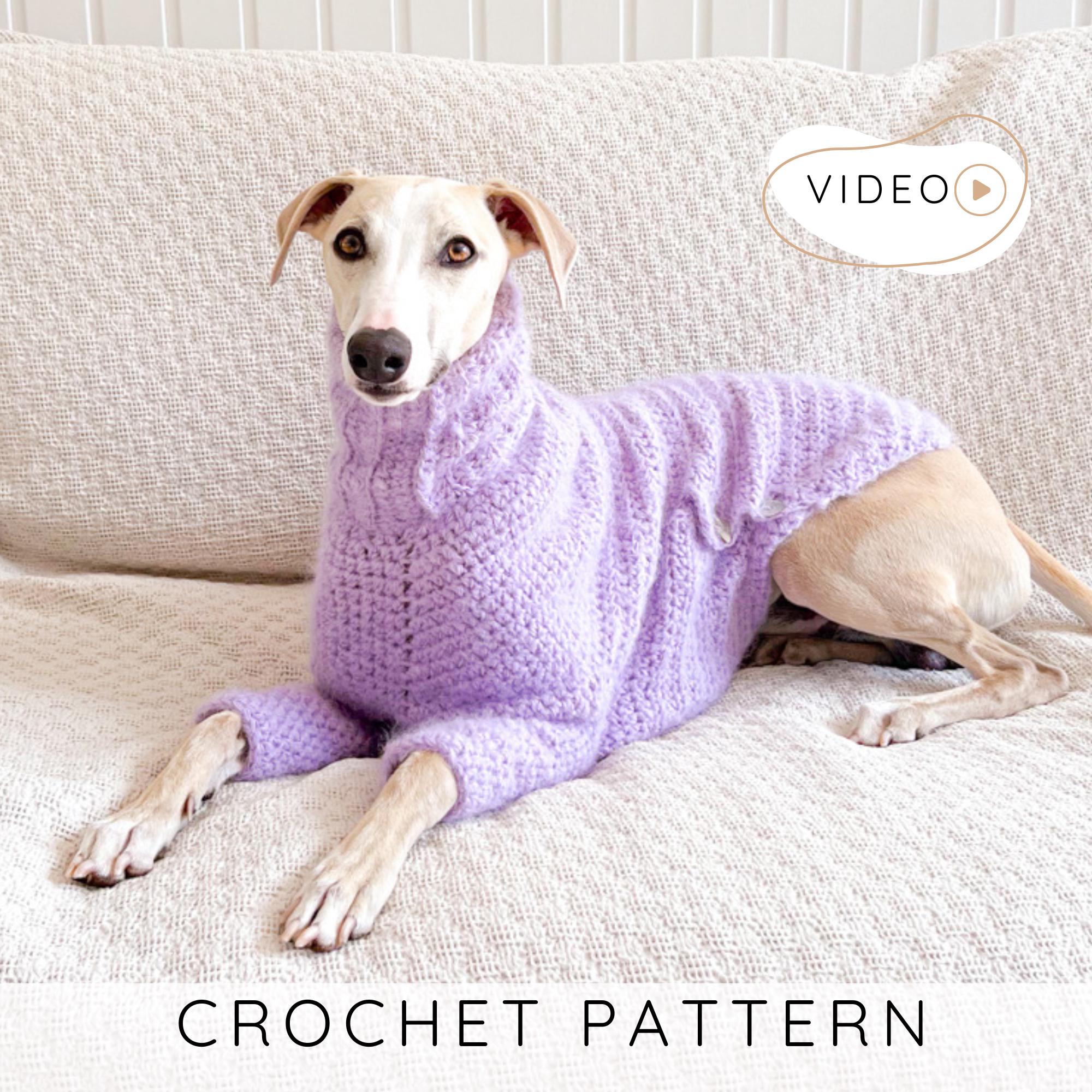 犬用セーターの編み図（動画付き）、首輪付きペット用コートジャンパー 