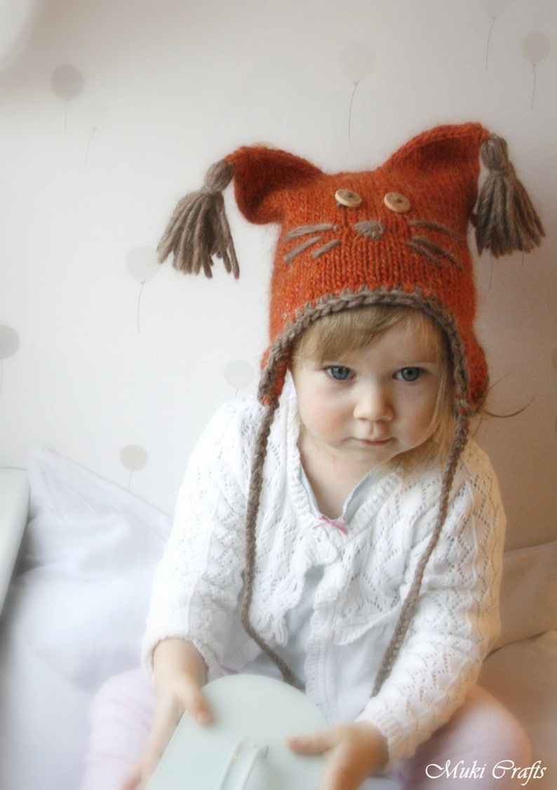 Squirrel Earflap Hat KNITTING PATTERN Baby Hat Knit Pattern Kids Animal Hat, Earflap Beanie Cap Hat Knitting Pattern I Squirrel Sibo image 3