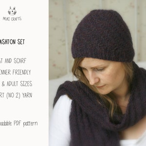 Beanie Hat KNITTING PATTERN Kids Light Hat Knit Pattern with Beginner Scarf, Easy Scarf Knit Pattern, Textured Toque Pattern I Ashton Set image 2