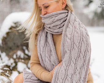 Cable Scarf KNITTING PATTERN, Scarf Knit Pattern, Aran Scarf