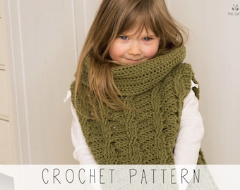 Kids CROCHET PATTERN Cable Poncho Pattern Collared Vest Crochet Oversized Toddler Poncho Easy Vest with Pocket Crochet Pattern I Cora