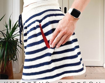 Skirt-style Shorts KNITTING PATTERN Shorts Knit Pattern Knitted Shorts Pattern Pants Knit Pattern Summer Shorts with Pockets I Bliss Shorts