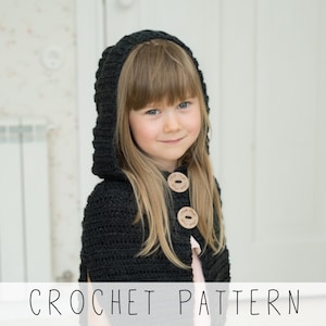 Kids Hooded Cape CROCHET PATTERN, Poncho Crochet Pattern with Hood, Beginner Pattern for Kids, Toddler Poncho Pattern I Hunter