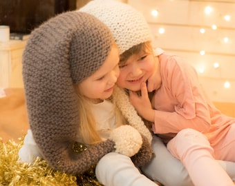 Long Tail Hat KNITTING PATTERN, Christmas Hat Knit Pattern for Beginner I Noel