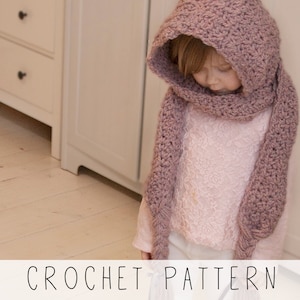 Hooded Scarf CROCHET PATTERN, Girls Snood with Braids, DIY Hooded Cowl Pattern for Winter (toddler, child, women sizes) I Annabel