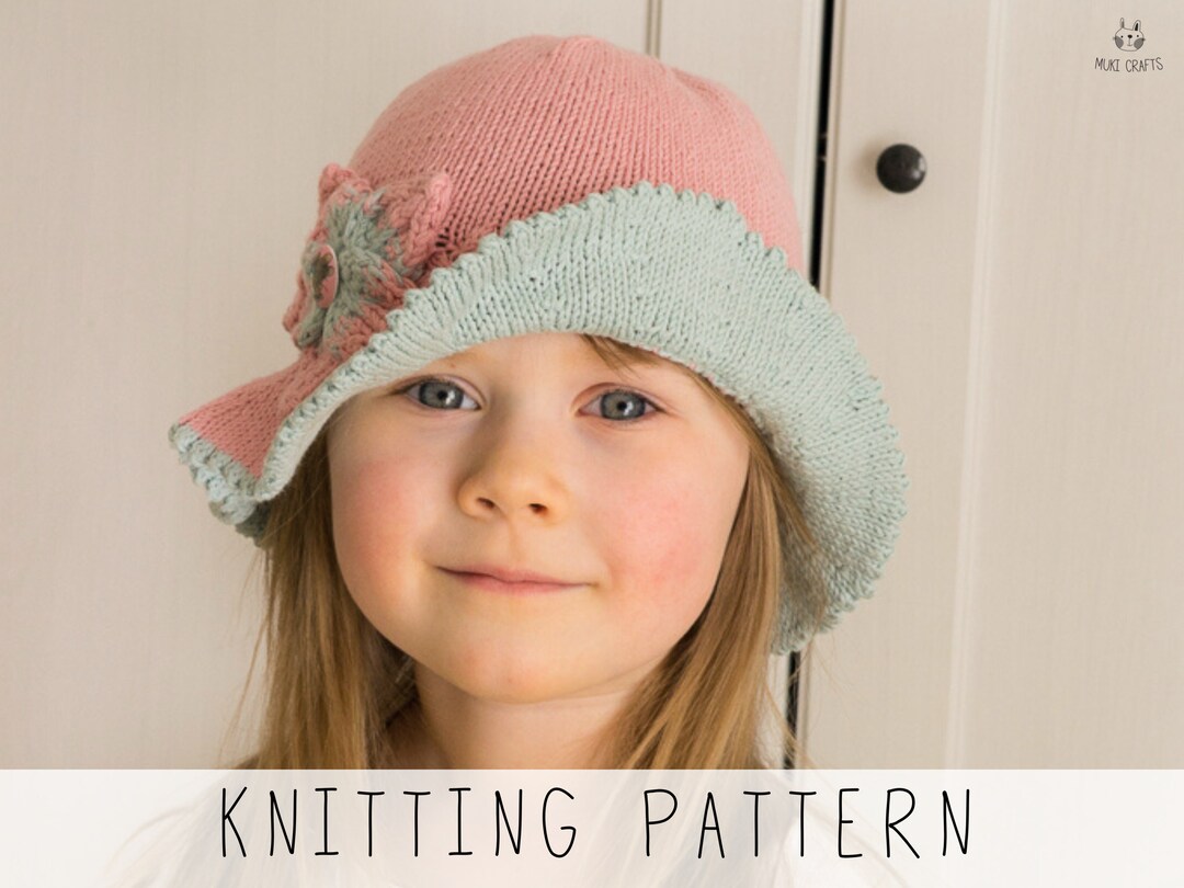 Brimmed Sun Hat KNITTING PATTERN Girls Brim Hat Knit Pattern Summer