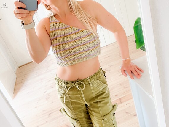 トップス ecmile handmade knit one-piece Basic Square Neck Tank Top and Long Sleeve Knitting Pattern