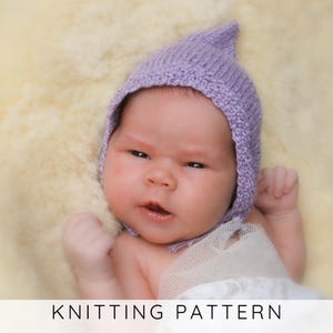 Baby Bonnet Strickanleitung: Neugeborenen Pixie Mütze stricken (PDF) I Toby