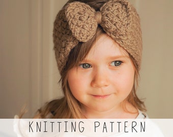 Bow Headband KNITTING PATTERN Kids Headband Knit Pattern with Cables, Basketweave Ear Warmer Pattern for Girls, Toddler Headband I Selma