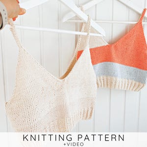 Crop Top KNITTING PATTERN Bralette for Women (Size XS to 3XL), Knit Crop Top, Knitted Camisole with Spaghetti Straps and V-neck I Xi