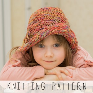 Easy Sun Hat KNITTING PATTERN Summer Hat Knit Pattern Girls Brimmed Hat Toddler Knit Bucket Hat Pattern Beach Hat Pattern I Charlotte