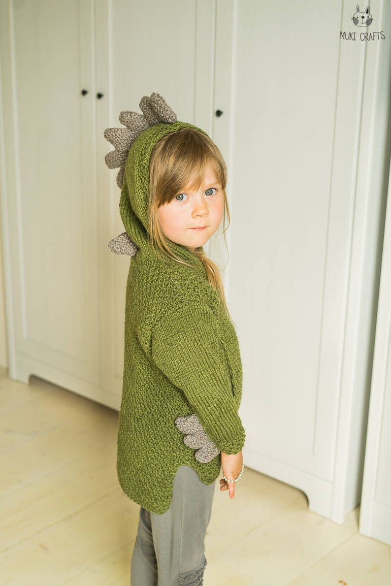 KNITTING PATTERN dinosaur sweater knitting pattern x Dragon Hoodie Knitting Pattern Kids x Kids Hoodie Pattern x Boys Knitting Patterns Rex image 6