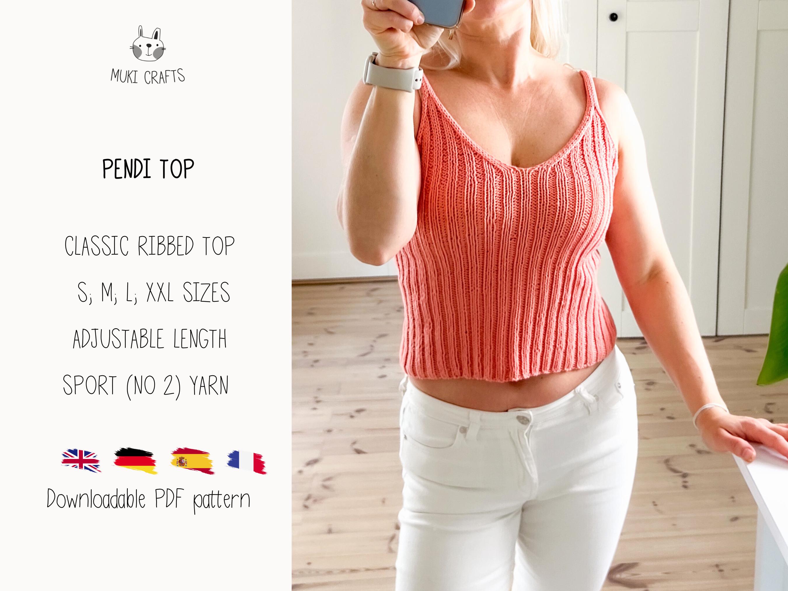Ribbed Top KNITTING PATTERN V-neck Summer Tank Top Knit