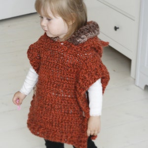 Wolf Poncho CROCHET PATTERN Chunky Fox Poncho Crochet Pattern with Pointed Ears, Wolf Pattern, Kids Rectangle Crochet Poncho Pattern I Max image 6