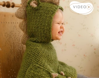 CROCHET Dragon PATTERN, Hooded Dragon Cape Pattern with Video Tutorial, Crochet Poncho (Baby, Toddler, Kids), DIY Dragon Costume I Nikki