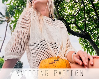 Summer tee KNITTING PATTERN Light Sweater Top Knit Pattern Mesh Top Summer Knitting Pattern Tank Top Beginner Pattern I BRB