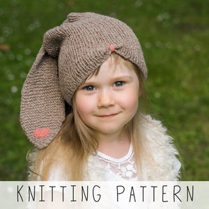 Bunny Hat KNITTING PATTERN Kids Beanie Knit Pattern Bunny with Floppy Ears Animal Hat pattern for Toddlers Slouch Hat I Bunny Sebastian