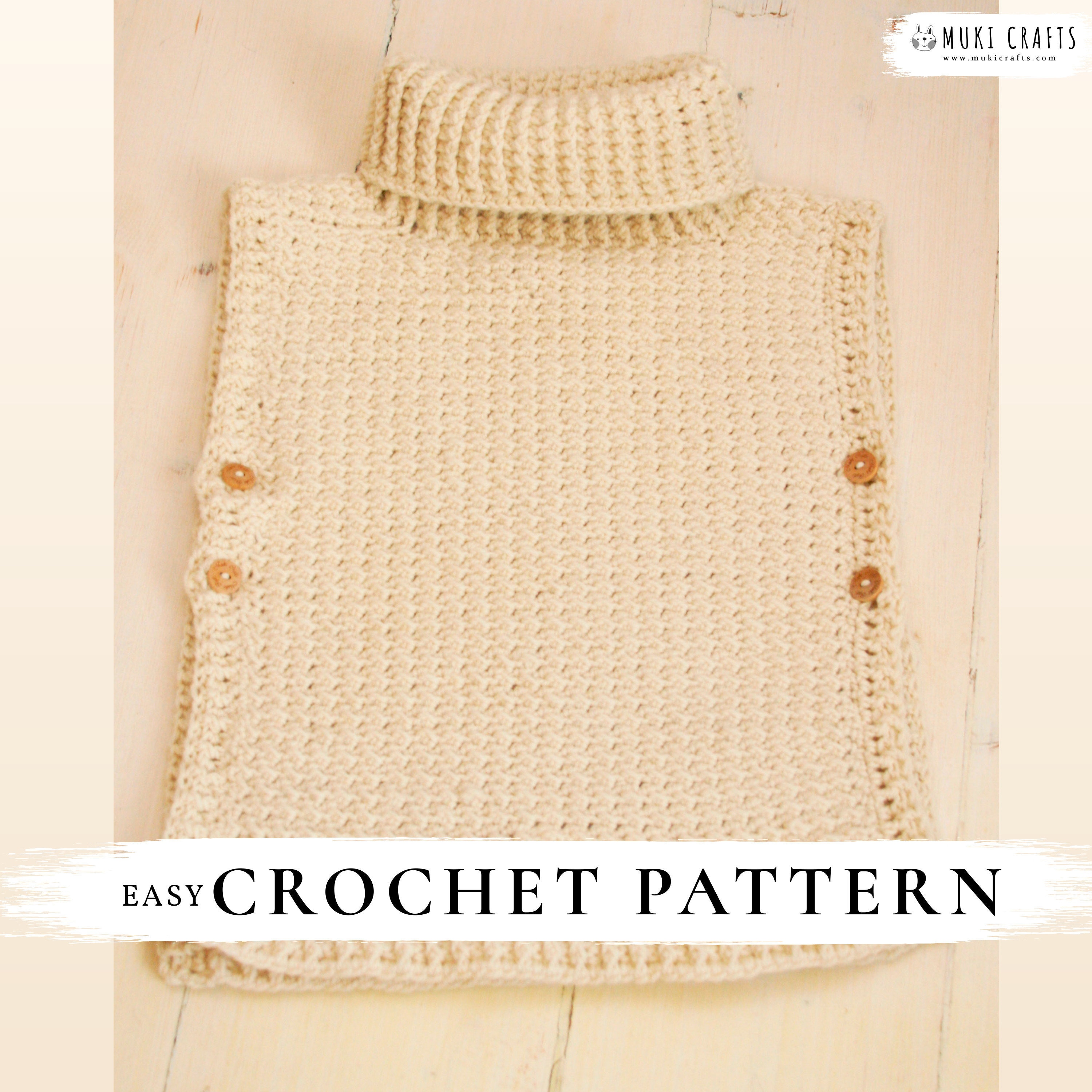 crochet turtleneck poncho pattern