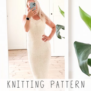 Long Dress KNITTING PATTERN Ribbed Dress Knit Pattern for Women (S to XXL size), Summer Dress Pattern for Beach, Short Dress I Tamarin
