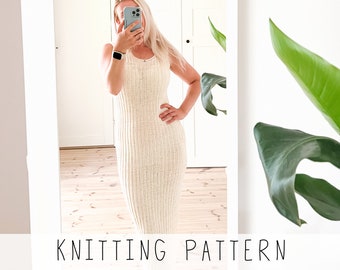 Long Dress KNITTING PATTERN Ribbed Dress Knit Pattern Easy Summer Dress Pattern Maxi Dress Pattern Beach Dress, Short Dress I TAMARIN