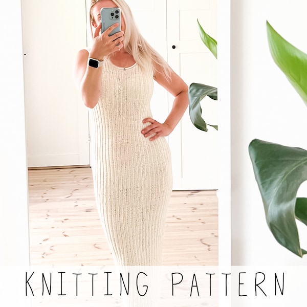 Long Dress KNITTING PATTERN Ribbed Dress Knit Pattern Easy Summer Dress Pattern Maxi Dress Pattern Beach Dress, Short Dress I TAMARIN