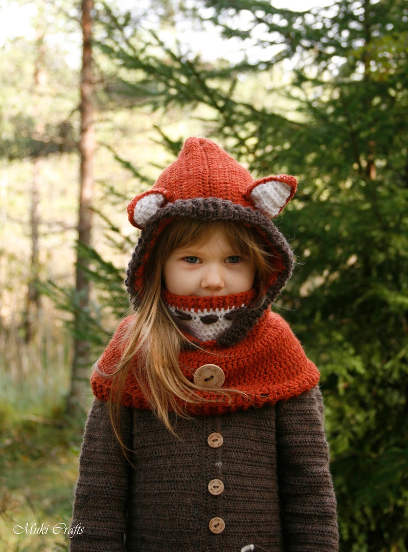 Fox Hooded Cowl CROCHET PATTERN Fox Crochet Pattern with Video Instructions, Pointed Ears Easy Kids Hoodie Crochet Pattern Fox Hood I Reed image 3