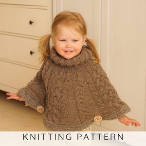 Cable Cape KNITTING PATTERN, Collared Poncho Knit Pattern Pdf (Toddler, kids, adult sizes), Heirloom Chunky Cable Poncho I VERONA