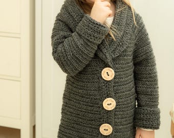 Kids Jacket CROCHET PATTERN, Toddler Cardigan Crochet Pattern, Chunky Sweater Pattern, Beginner Friendly Kids Cardi I SIMONE Jacket