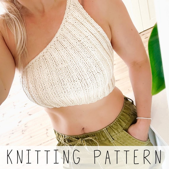 シモンズグランドセール Crop Top Crop Knit Bralette One-shoulder PATTERN KNITTING トップス