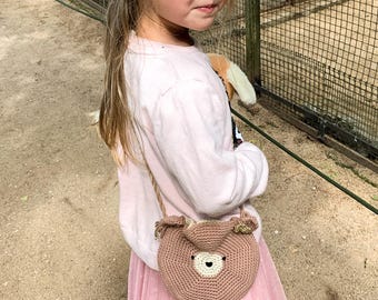 Girls Bag CROCHET PATTER, Kids Circle Bag Pattern for Summer, Panda or Bear Bag for Toddler Girl, Easy to Make Gift for GirlsI Axel
