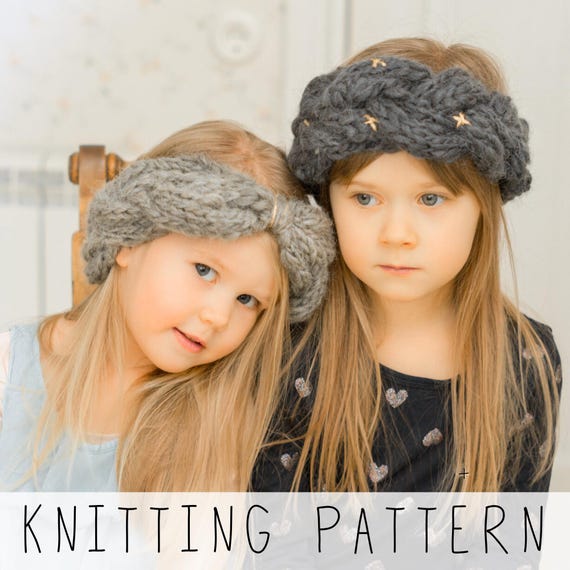 Chunky Cable Headband KNITTING PATTERN, Bulky Ear Warmer Knit Flat