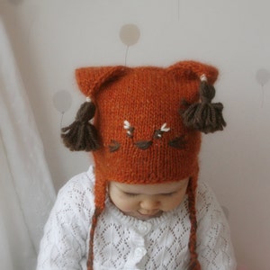 Squirrel Earflap Hat KNITTING PATTERN Baby Hat Knit Pattern Kids Animal Hat, Earflap Beanie Cap Hat Knitting Pattern I Squirrel Sibo image 7