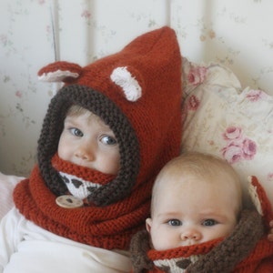 Fox hooded cowl Video KNITTING PATTERN Fox Hoodie Knit Pattern Fox Sood Knitting Pattern Toddler Hooded Cowl Knitting Pattern I Rene image 7