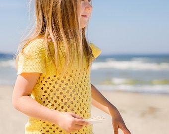 Girls CROCHET Top PATTERN, Honeycomb Summer Tank for Toddlers & Kids, Boho Lace Children’s Tee PDF (1-10 Years), Beach Pullover | May