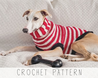 Striped Dog Sweater CROCHET PATTERN, Dog Jumper Pullover Pdf