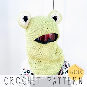 Ski Helmet Cover CROCHET PATTERN, Frog Helmet Balaclava (toddler, kids and adult sizes), Animal Mask Helmet Snood  I Noah