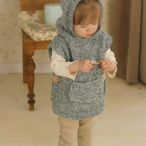 Easy Hooded Poncho KNITTING PATTERN Toddler Poncho Knit Pattern Kids Poncho Video Pattern Poncho Pattern Child Poncho Pattern I Phoebe image 8