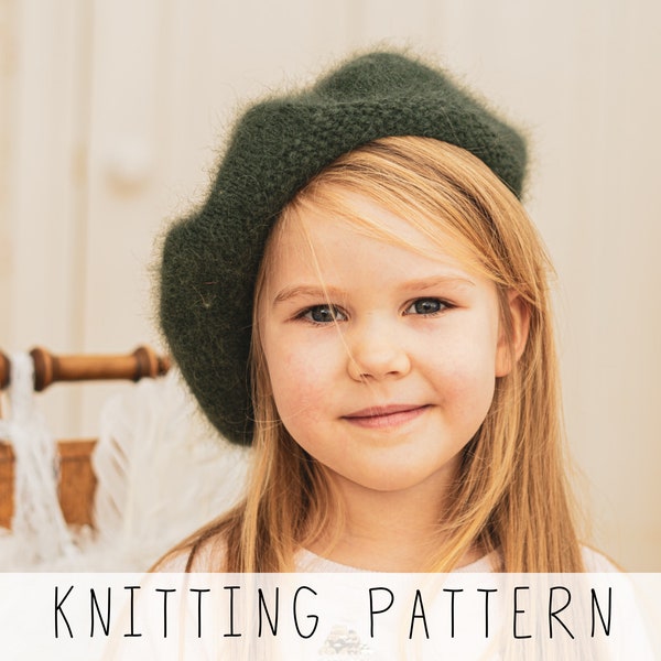 Classic Beret KNITTING PATTERN Girls Hat Knit Pattern Vintage Hat Pattern Knit Timeless Hat Pattern Toddler Girl Beret Hat I Dora