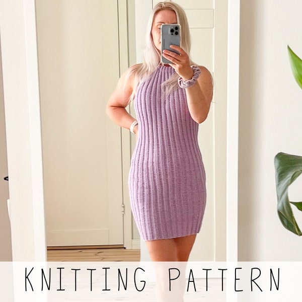 Summer Ribbed Dress KNITTING PATTERN Short Knit Dress Pattern Backless Dress Beach Dress Summer Knitting Pattern For Beginners I Blaze