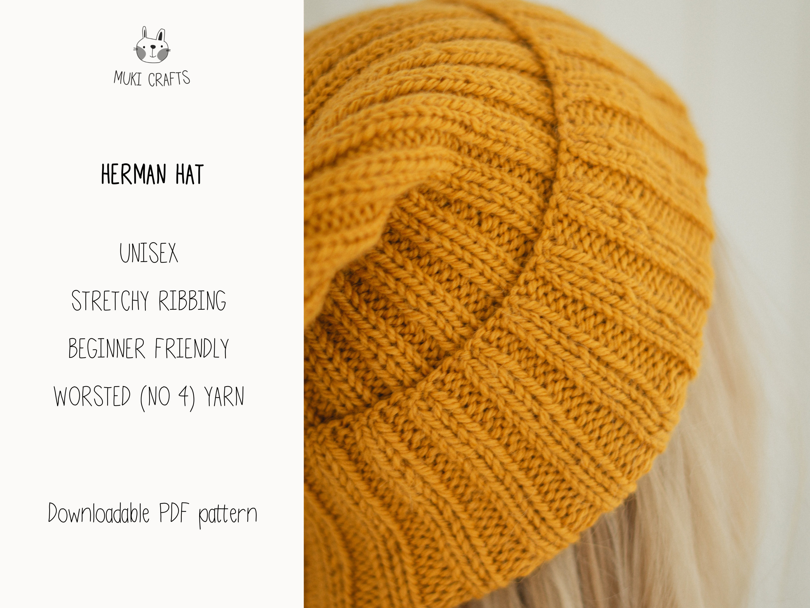 Ribbed Slouch Beanie KNITTING PATTERN Mens Hat Knit Pattern Easy ...