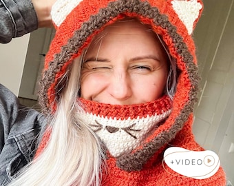 Fox Hooded Cowl CROCHET PATTERN Fox Snood Crochet Pattern, Animal