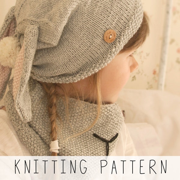 Bunny Hat KNITTING PATTERN Kids Hat with Bunny Ears Knit Pattern Animal Hat Knit Pattern Toddler Slouch Hat Pattern I Bunny Gigi