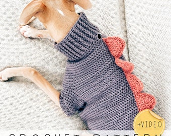 Dog Sweater CROCHET PATTERN Dog Dragon Jacket Video Pattern Easy Crochet Dog Sweater Pattern Small Dog Sweater, Large Dog I Doggo No 6