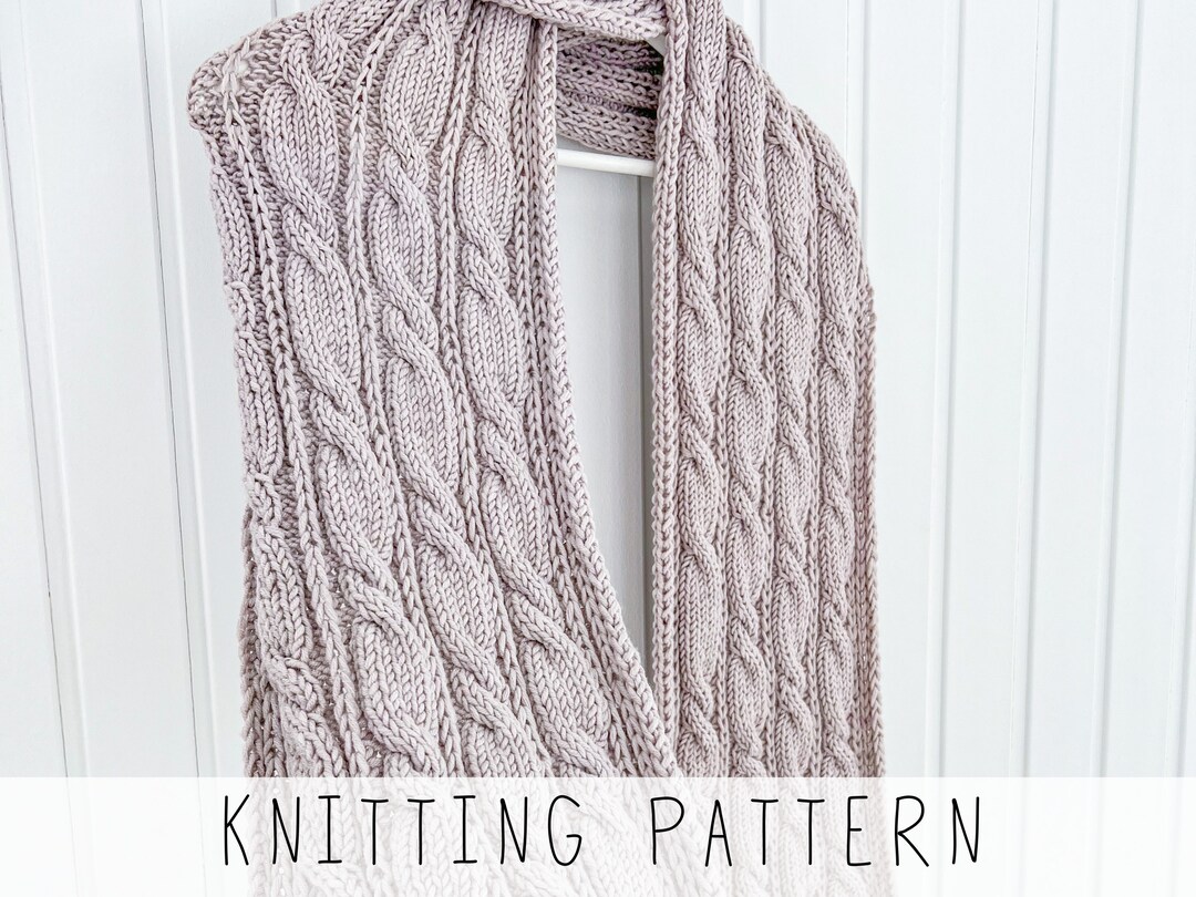 Cable Scarf KNITTING PATTERN Scarf Knit Pattern Aran Scarf Pattern Easy